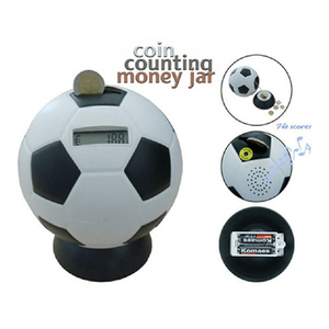 Hucha de ahorro de conteo de monedas electrónicas en forma de fútbol