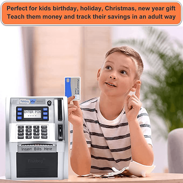 Hucha plástica vendedora caliente del ahorro de dinero del cajero automático para las monedas y los billetes como regalos de Navidad de los niños