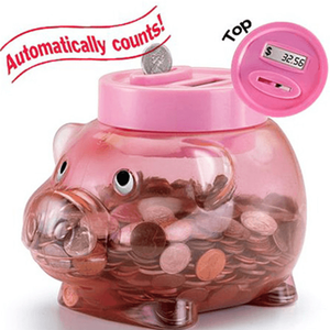 Contador de monedas con forma de cerdo, moneda digital, tarro de dinero