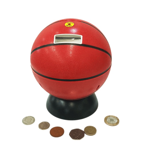 Hucha de baloncesto con monedas para niños