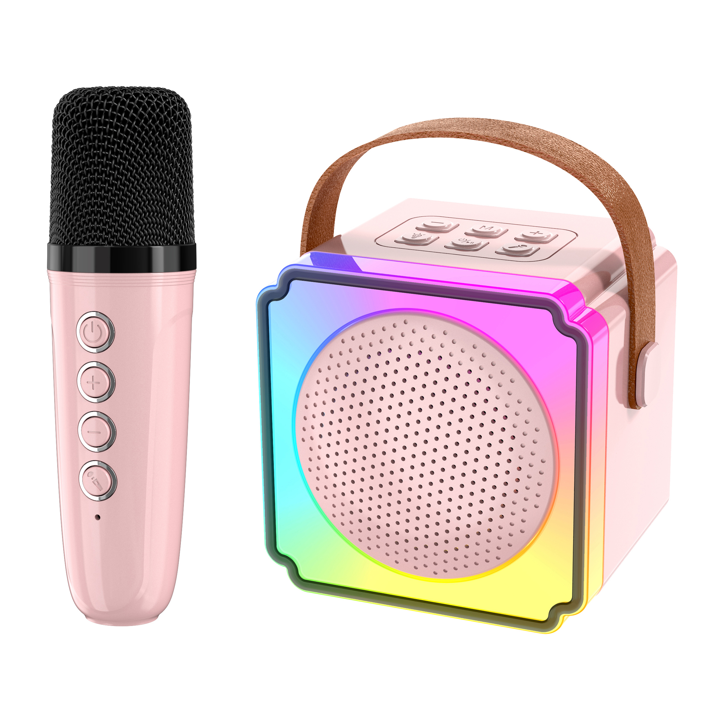 Mini máquina de Karaoke para niños y adultos, Altavoz Bluetooth portátil con 2 micrófonos inalámbricos, juguetes, regalos de cumpleaños