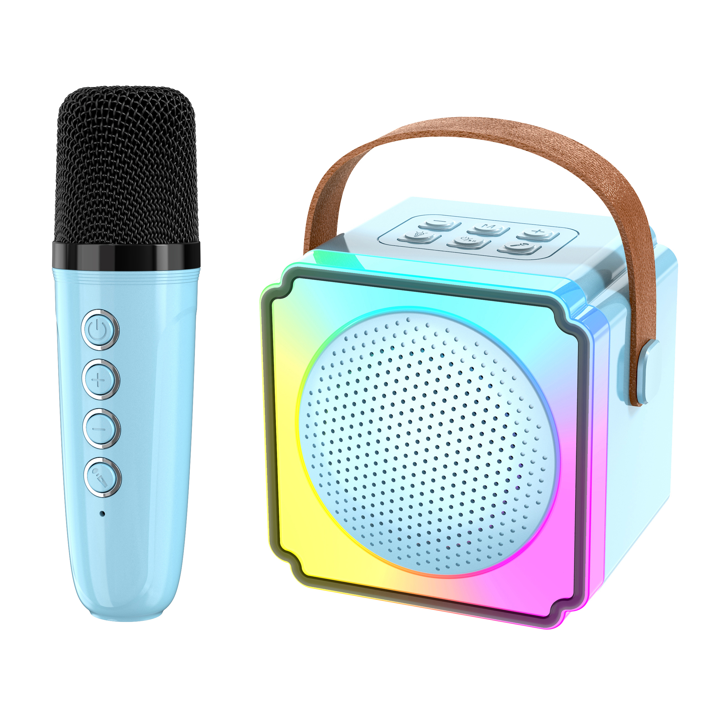 Mini máquina de Karaoke para niños y adultos, Altavoz Bluetooth portátil con 2 micrófonos inalámbricos, juguetes, regalos de cumpleaños