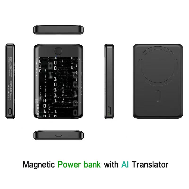 Cargador inalámbrico magnético del banco del poder de HR-Ai1 PD20w 10000mAh AI con el traductor de idiomas 136kinds